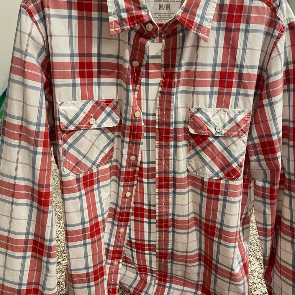 Aeropostale Red and White Plaid Shirt